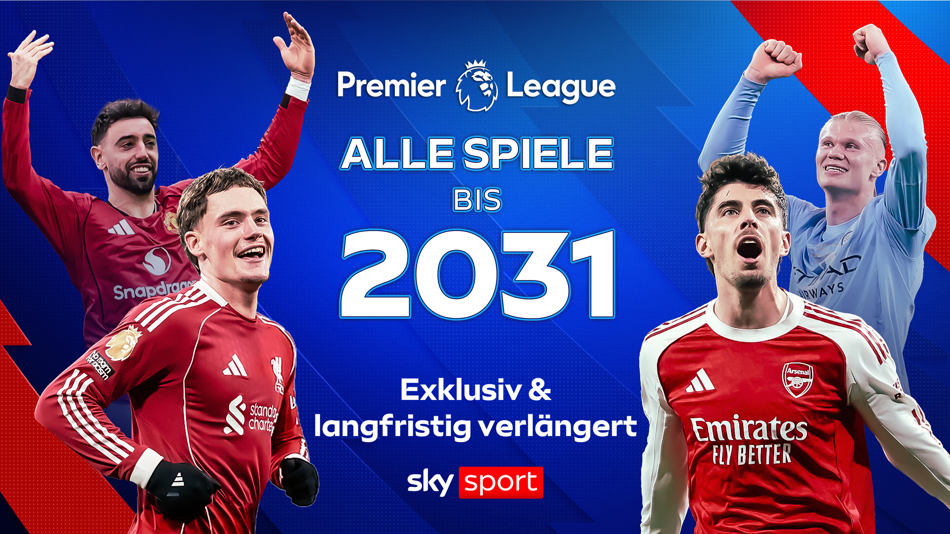 Die Grafik zeigt die Verlängerung der Premier League bei Sky bis 2031.